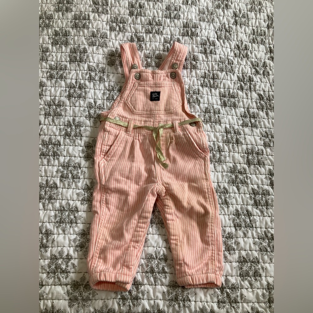 Free with purchase **baby B’gosh 9M** pink & white overalls